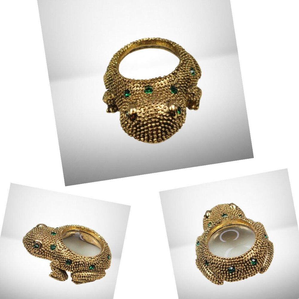 Stunning Super Rare Paris Frog Magnifying Glass Paperweight - Swarovski Crystal